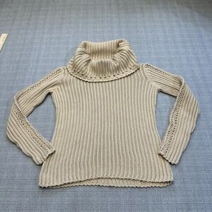 Talbots Sweater Womens Petite Small Ribbed Turtleneck Pullover‎ Cottagecore Cozy